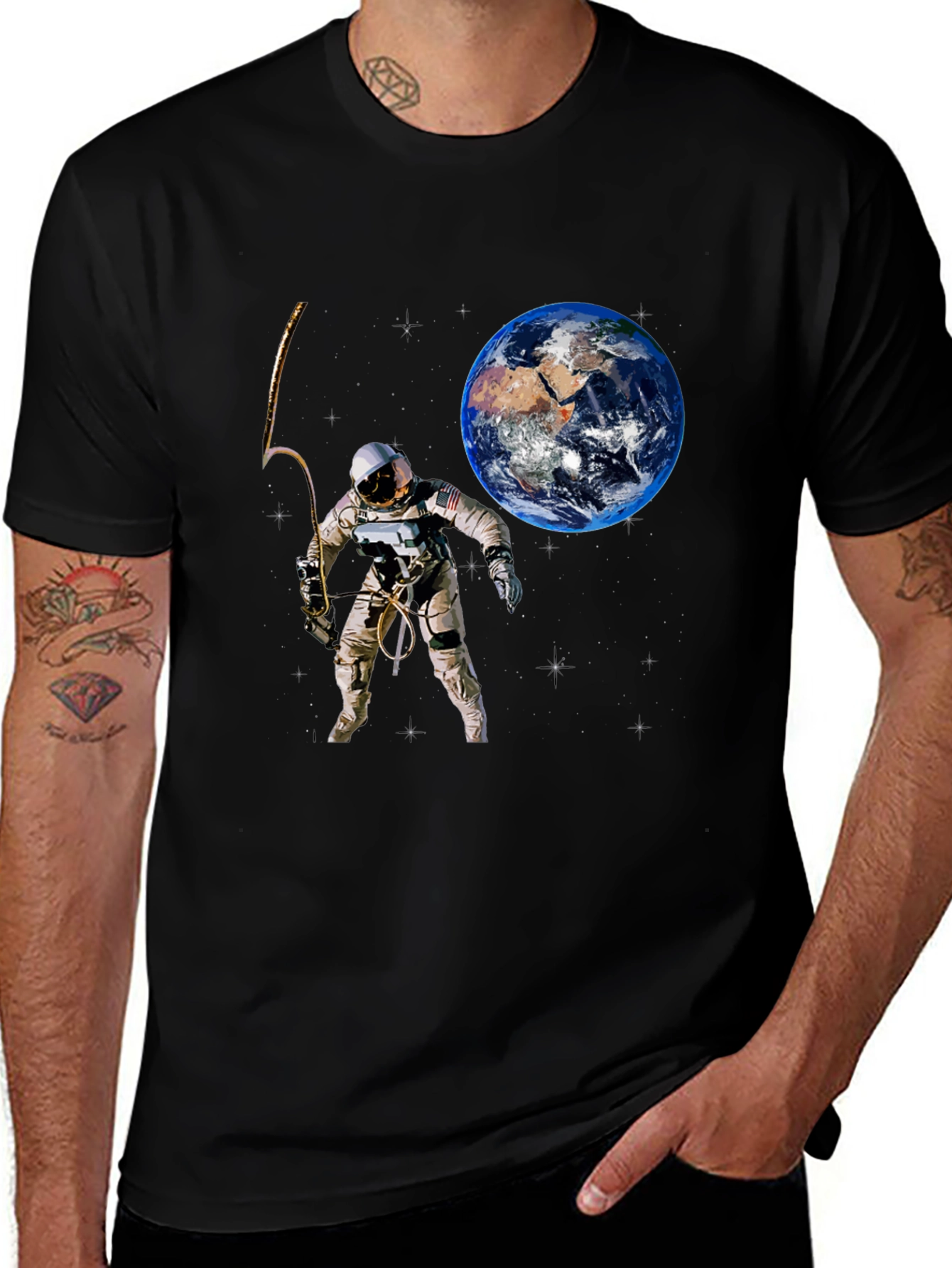 Variant 15 of Astronaut & Earth Graphic Tee - Space Adventure Shirt