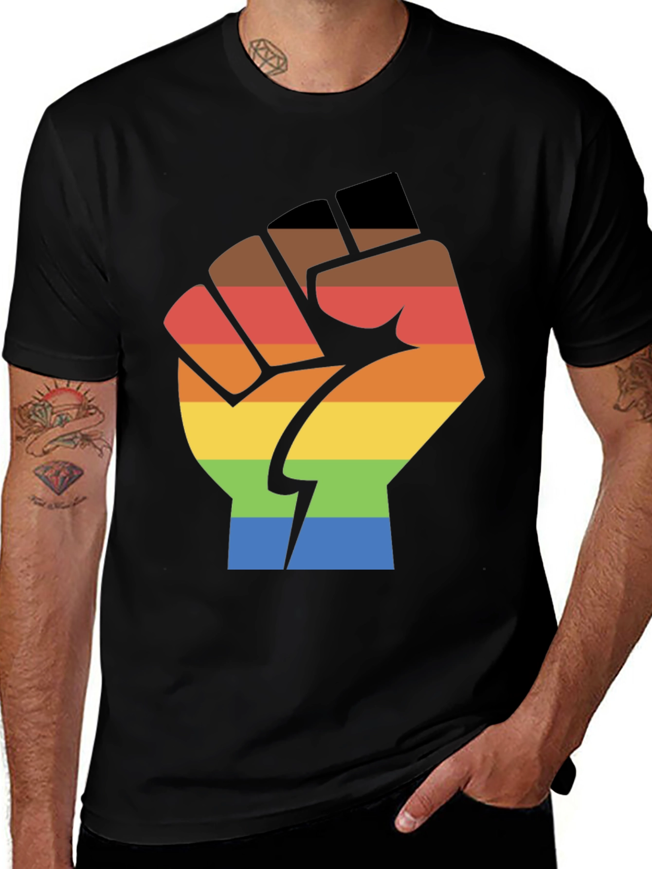 Variant 10 of Equality Fist Rainbow T-Shirt