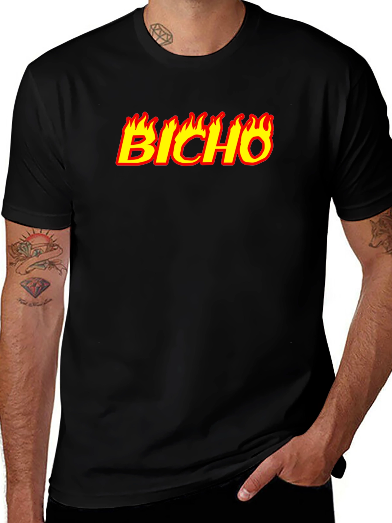 Variant 21 of Bicho Flame Graphic Black T-Shirt