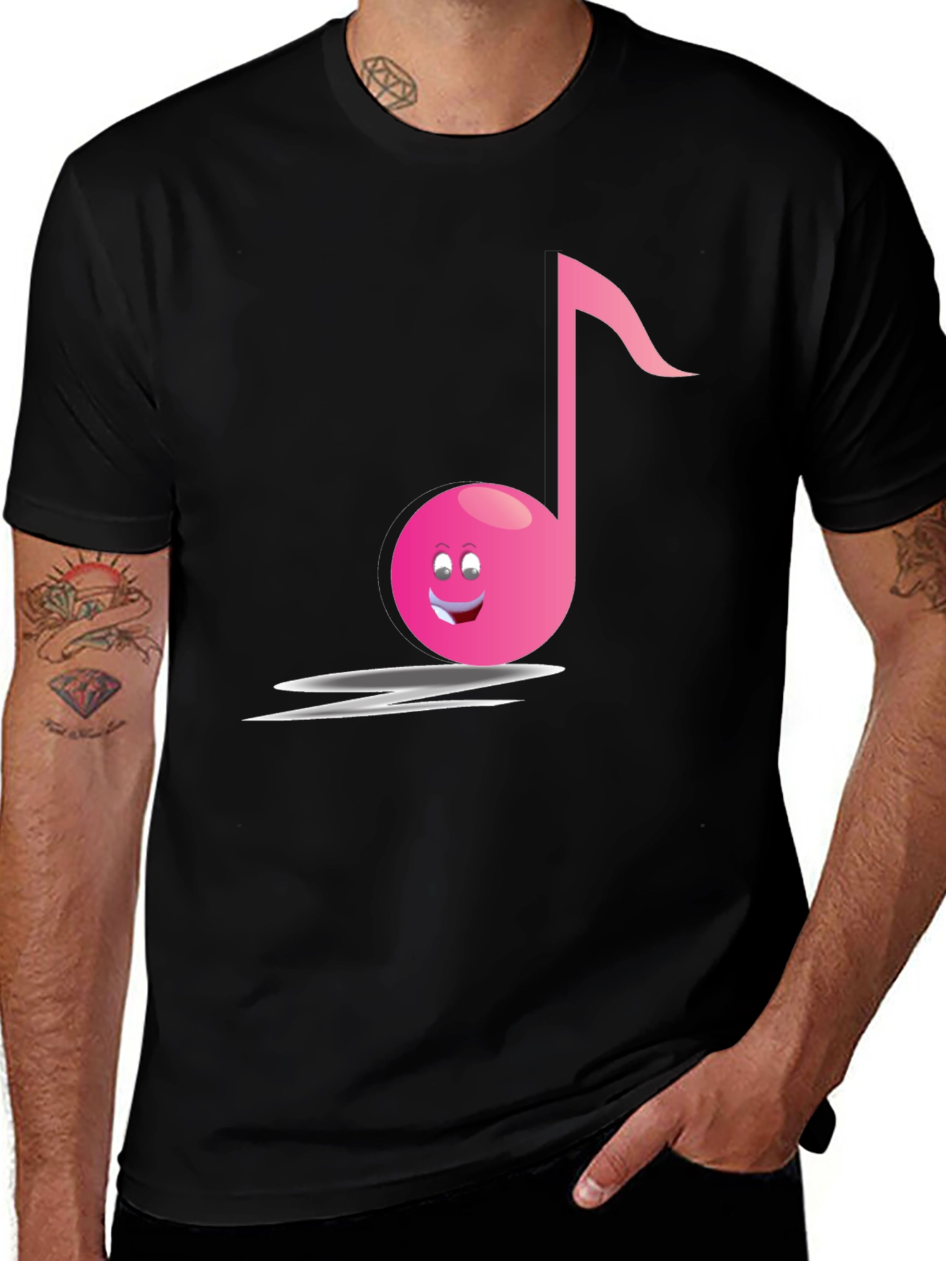 Variant 20 of Funny Musical Note Black T-Shirt