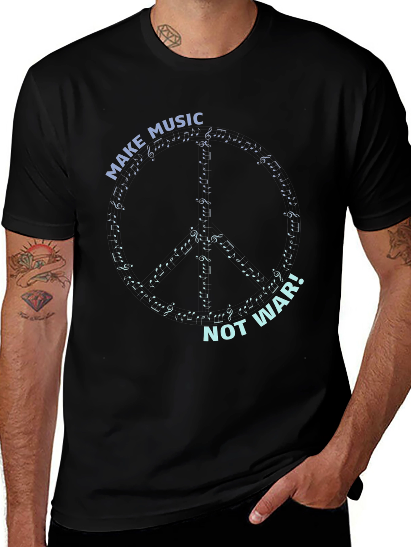 Variant 6 of Music Peace Symbol T-Shirt - Make Music Not War Tee