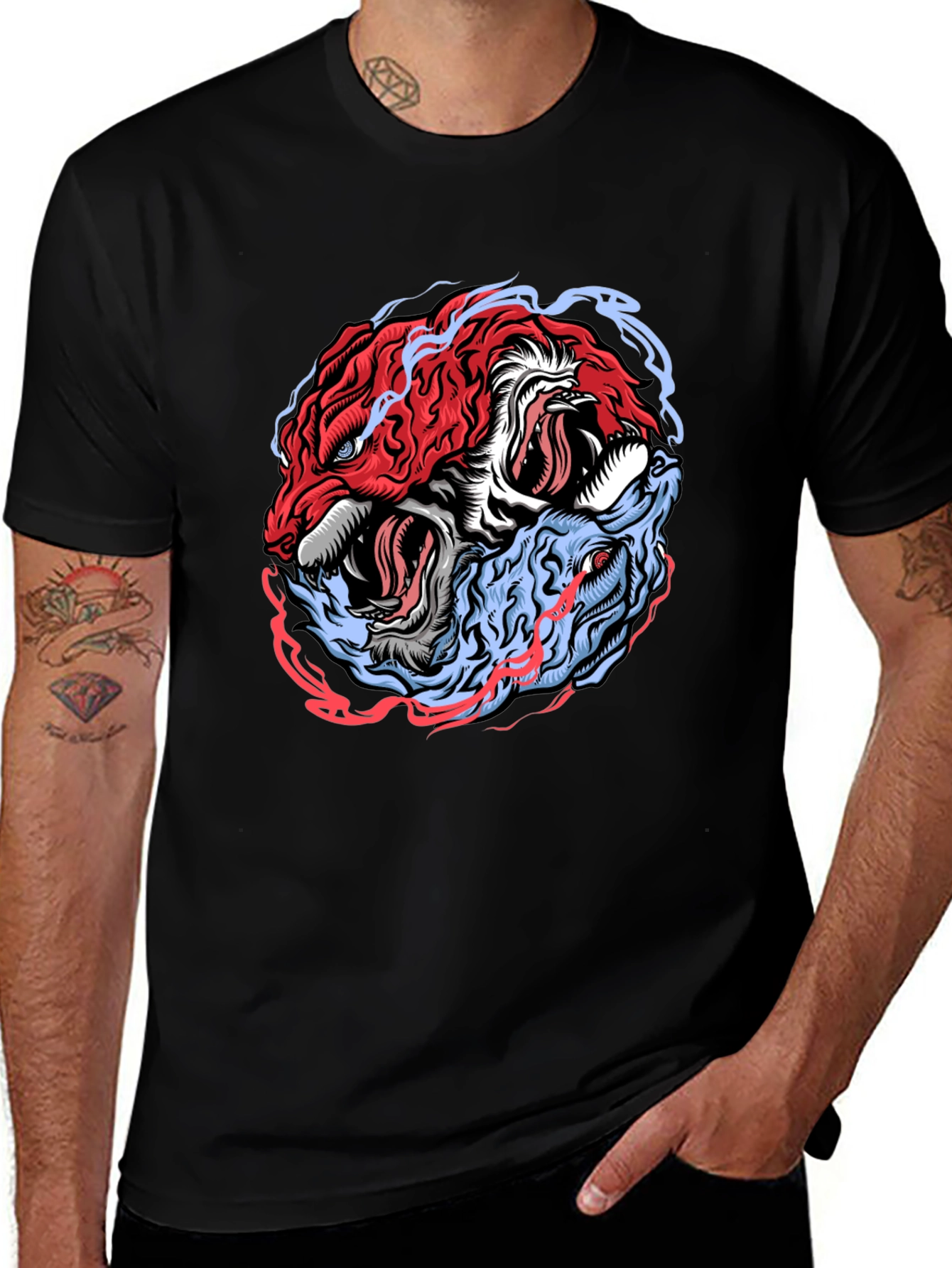 Variant 18 of Yin Yang Tiger Graphic Tee - Balance & Style
