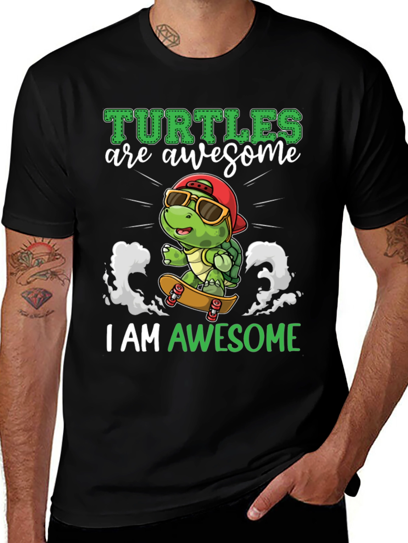 Variant 4 of Awesome Turtle Skateboard Graphic T-Shirt