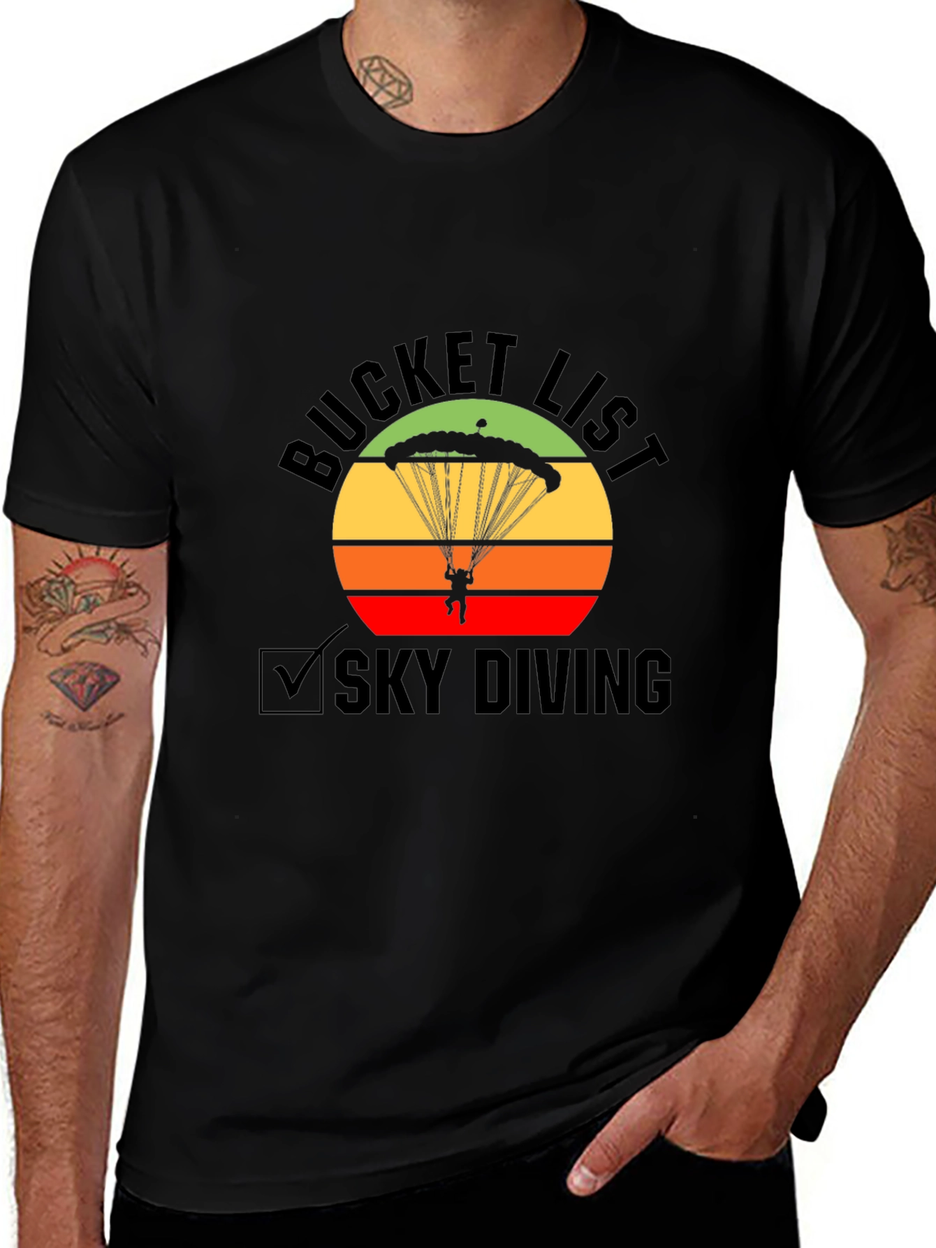 Variant 27 of Skydiving Bucket List Graphic Tee
