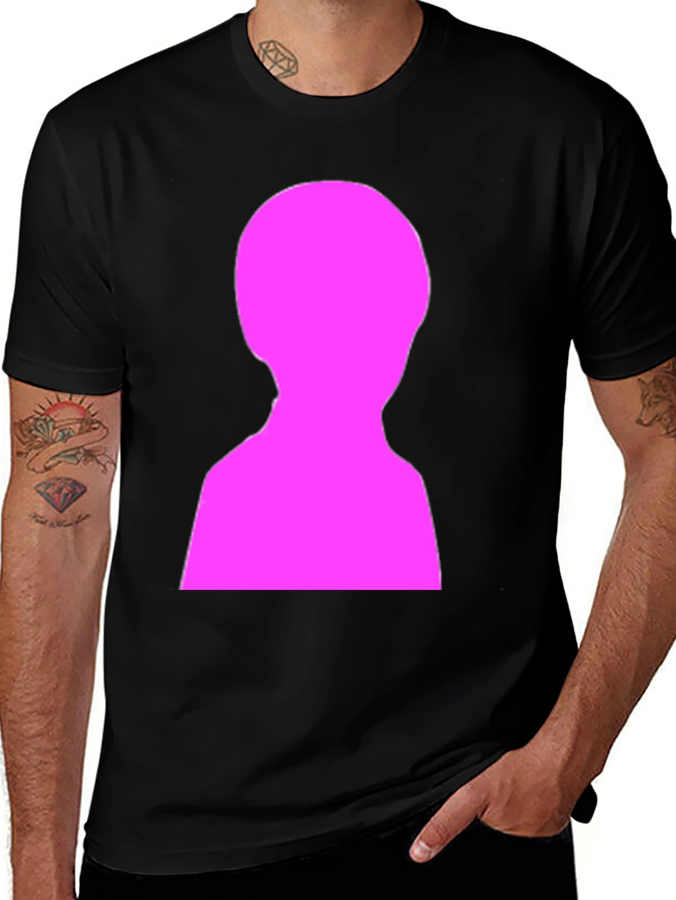 Variant 25 of Pink Silhouette Graphic Black T-Shirt