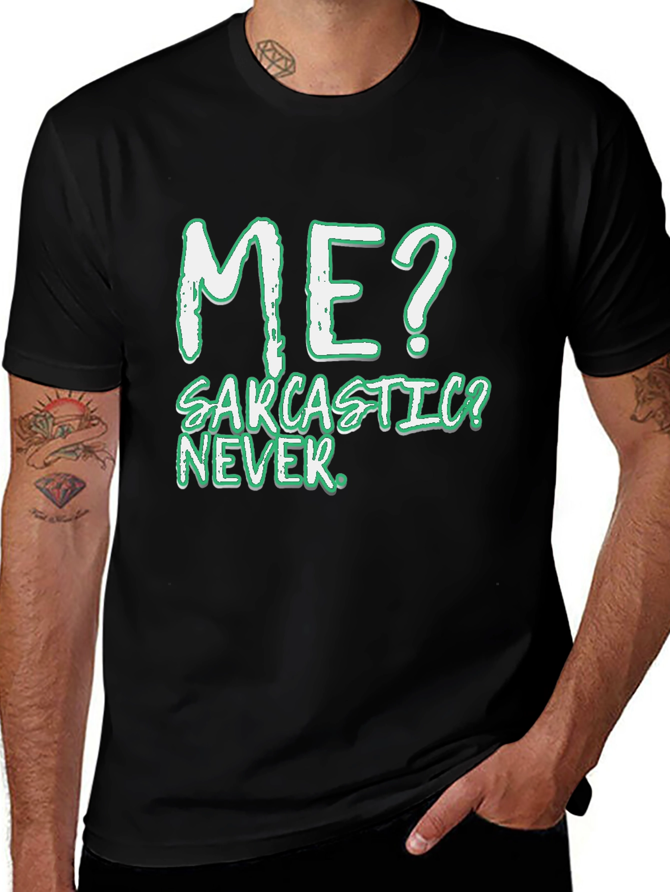 Variant 6 of Sarcastic? Never! Men's Black T-Shirt