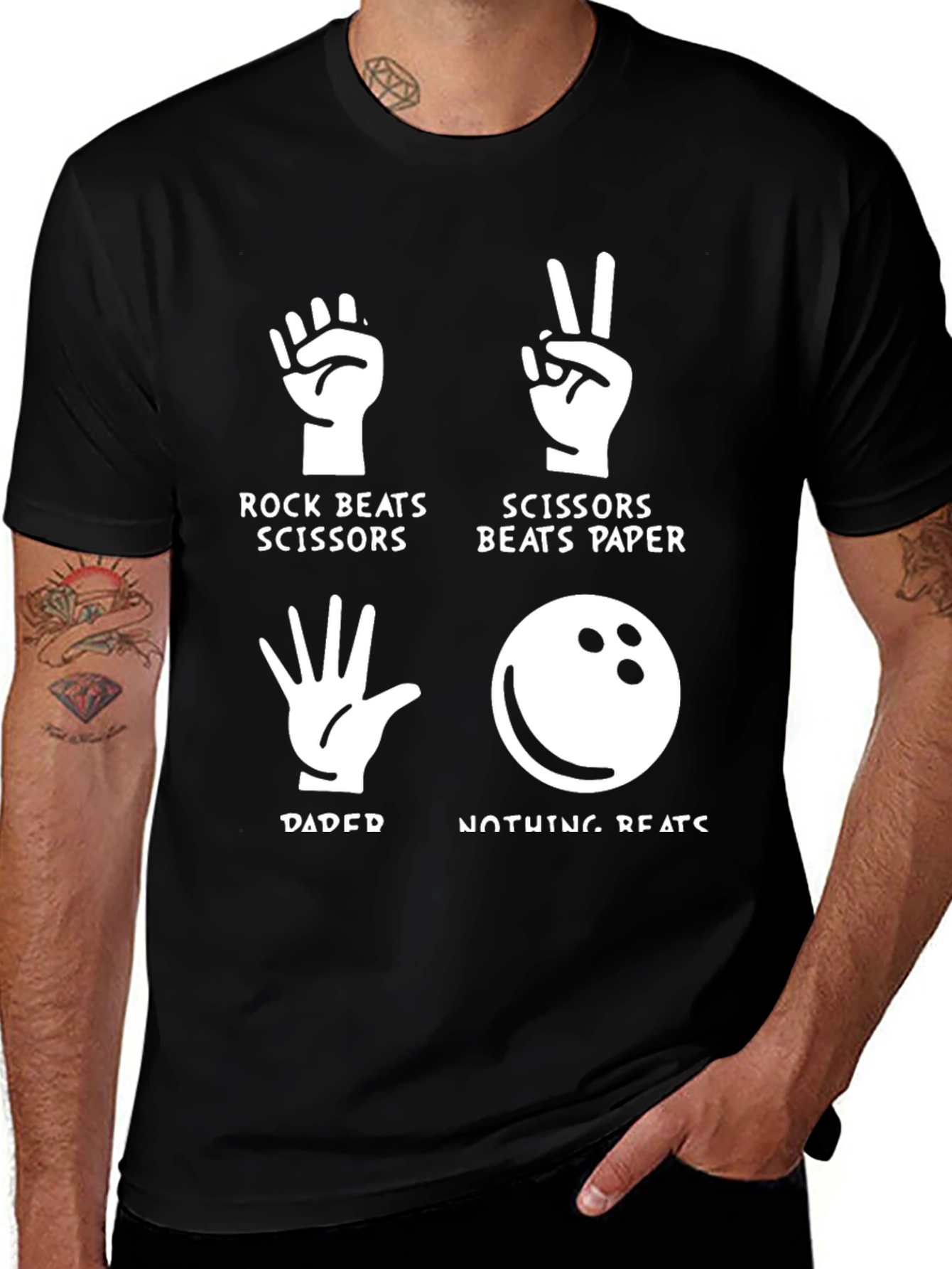Variant 2 of Rock Paper Scissors Bowling T-Shirt - Funny Graphic Tee