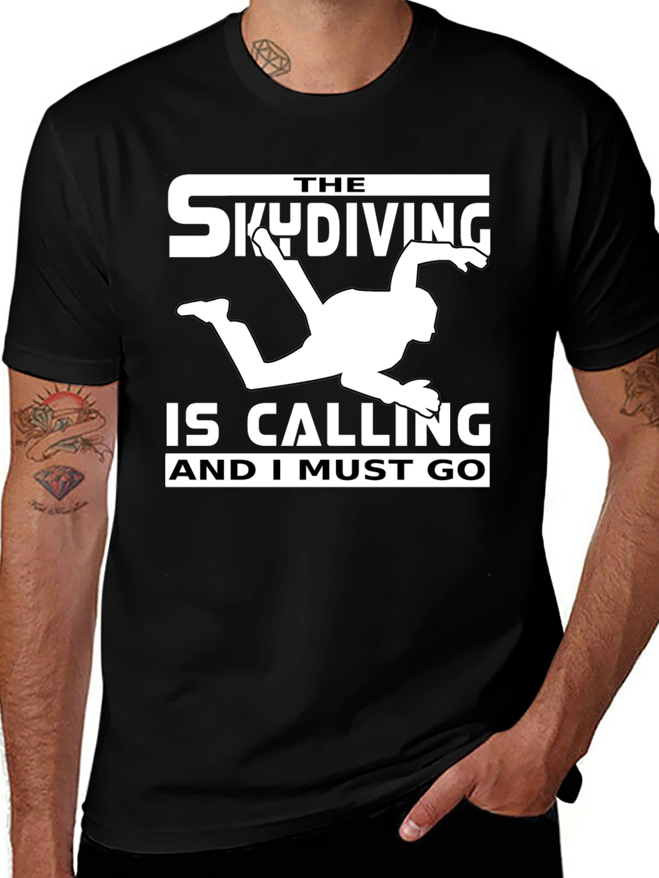 Variant 8 of Skydiving Calling Black T-Shirt