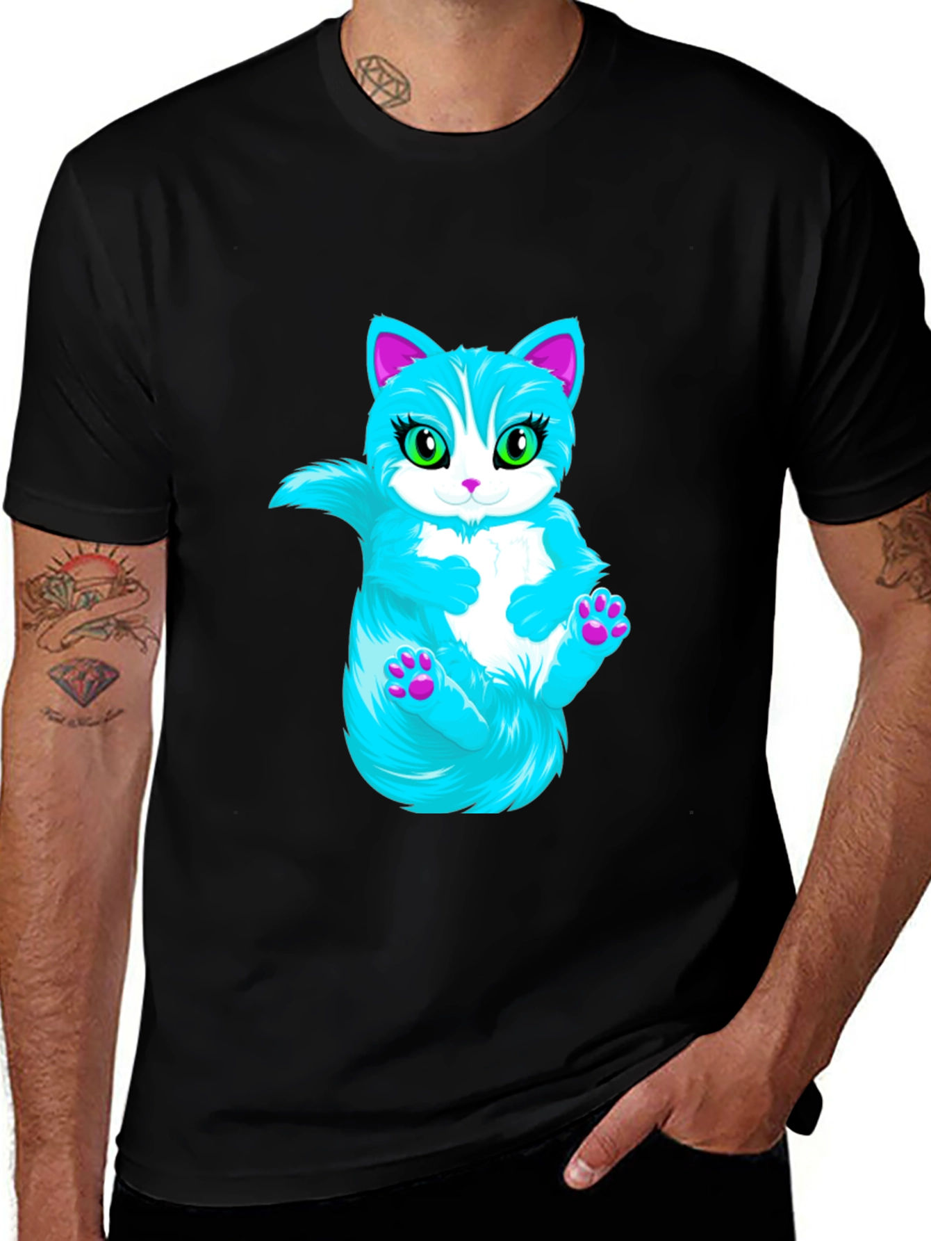 Variant 22 of Cool Cat Graphic T-Shirt - Black