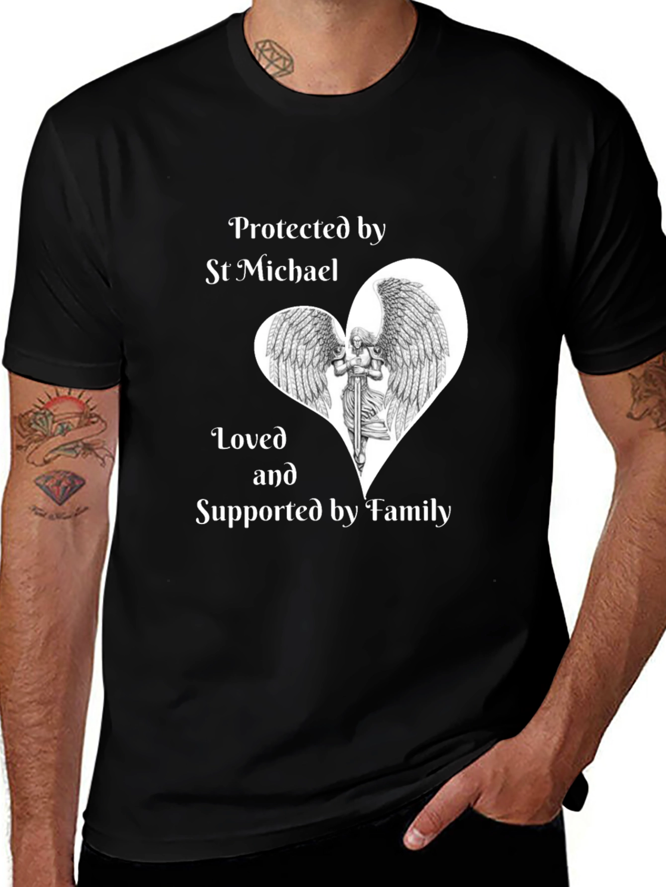 Variant 29 of St Michael Protected by Family Black T-Shirt