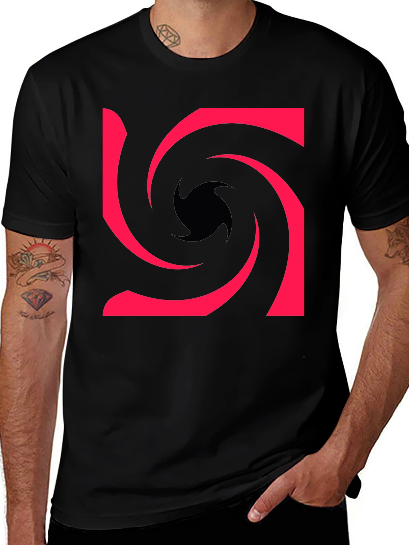 Variant 10 of Vortex Graphic Tee - Black Cotton Casual Shirt