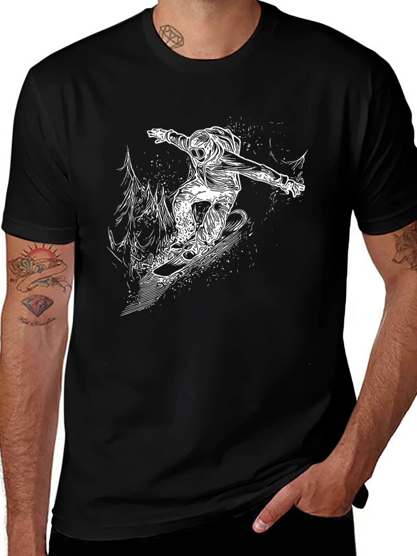 Variant 25 of Snowboarder Graphic Black T-Shirt