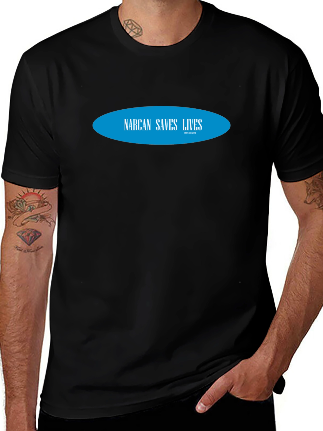 Variant 19 of Narcan Saves Lives Crew Neck T-Shirt