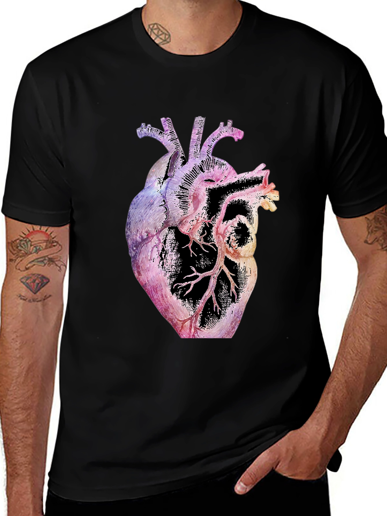 Variant 9 of Anatomical Heart Graphic Black T-Shirt