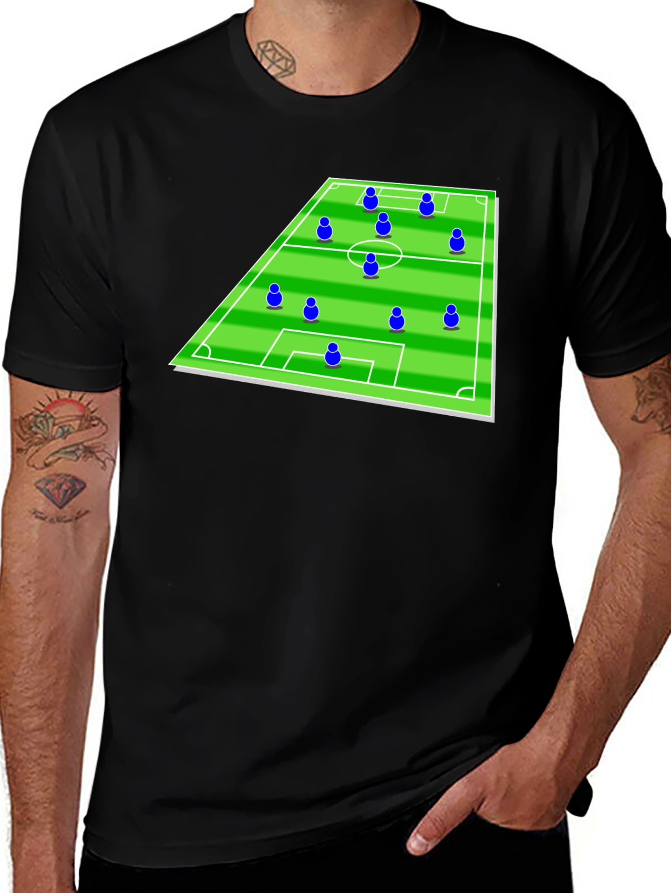 Variant 26 of Soccer Formation Graphic Tee - Black