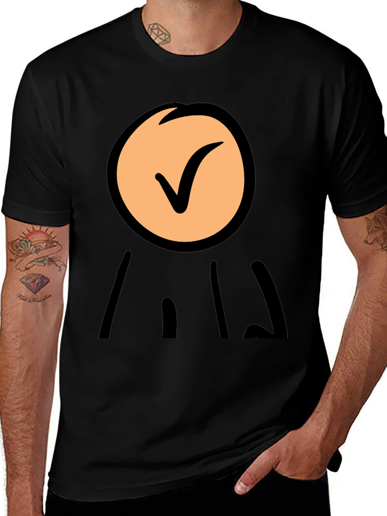 Check Mark Symbol Graphic Black Tee