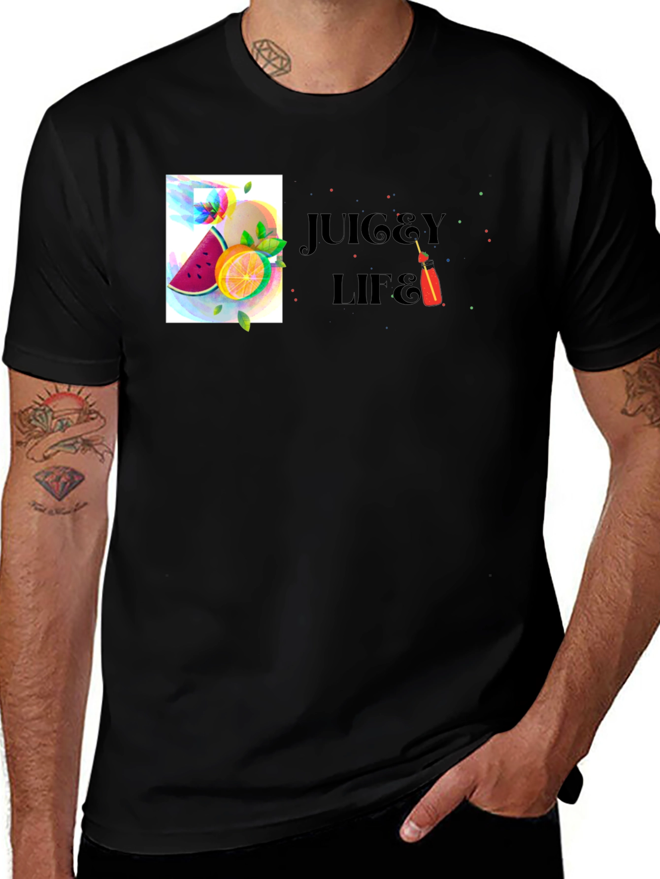 Variant 13 of Juicy Life Graphic T-Shirt - Stylish Black Tee