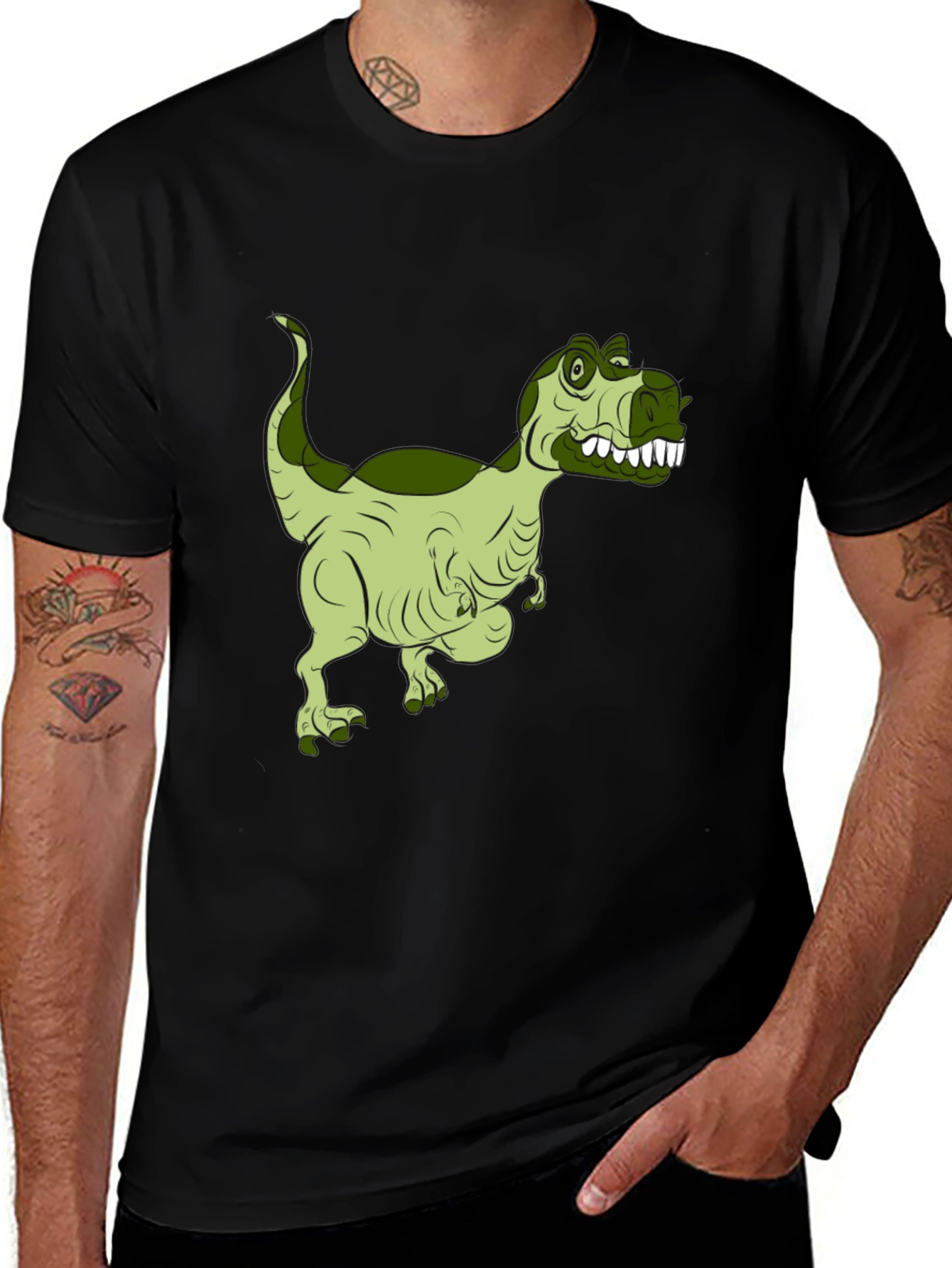Variant 17 of Dinosaur Graphic Print Black T-Shirt