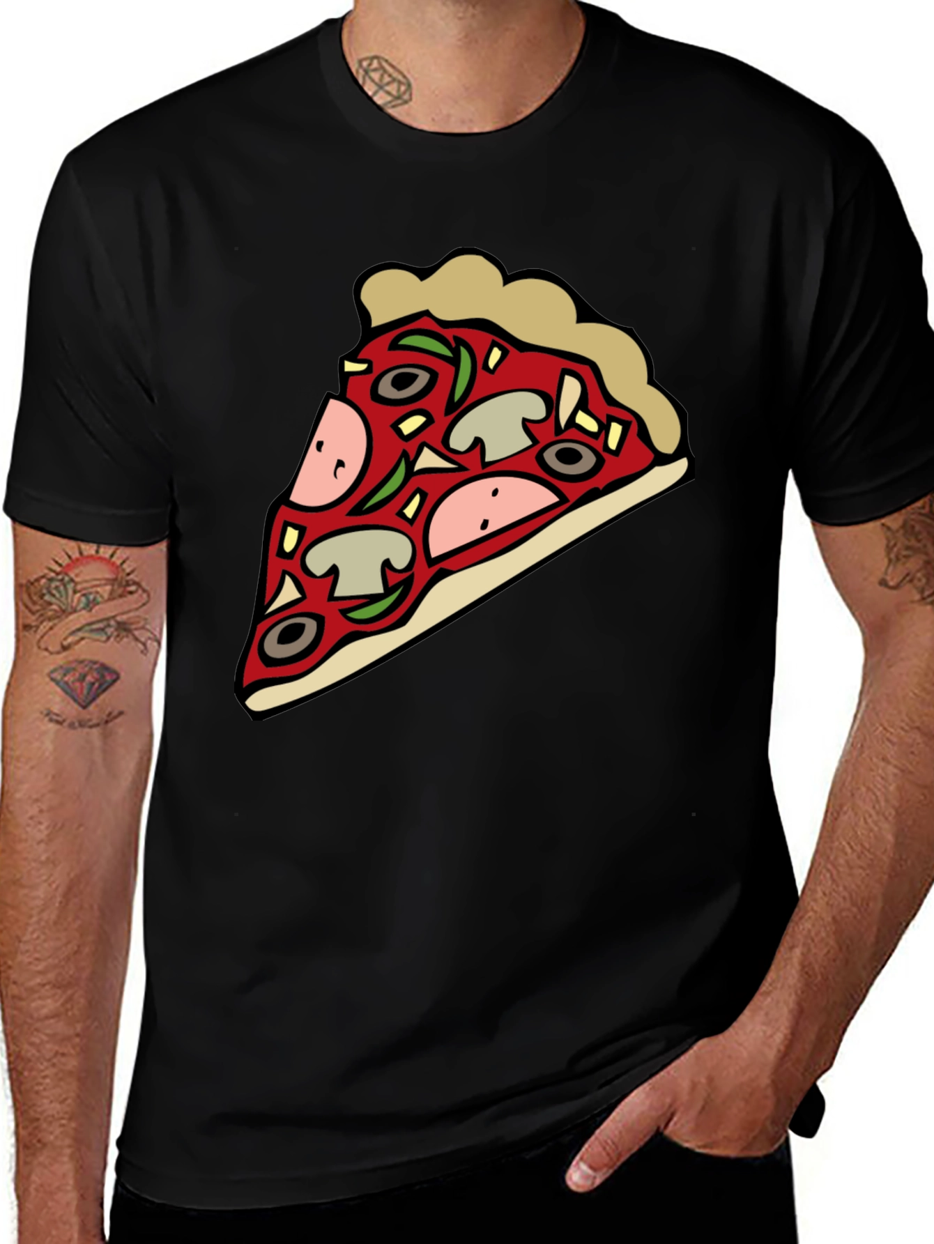 Variant 30 of Pizza Slice Graphic Black T-Shirt