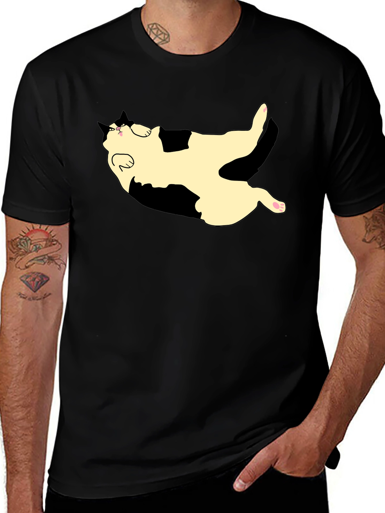 Variant 9 of Cool Cat Graphic Black T-Shirt