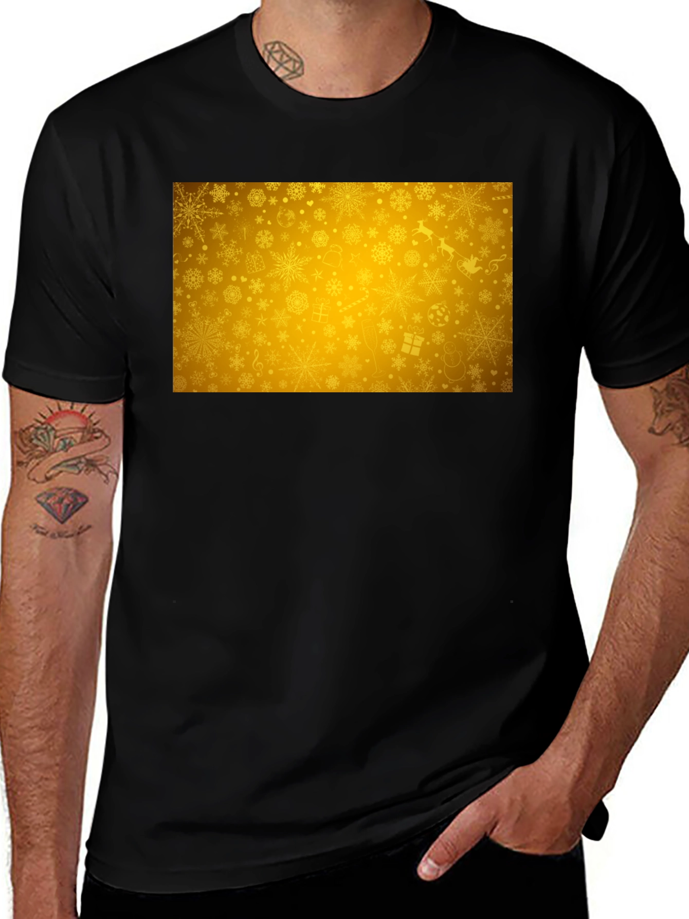 Variant 18 of Festive Gold Holiday Pattern T-Shirt