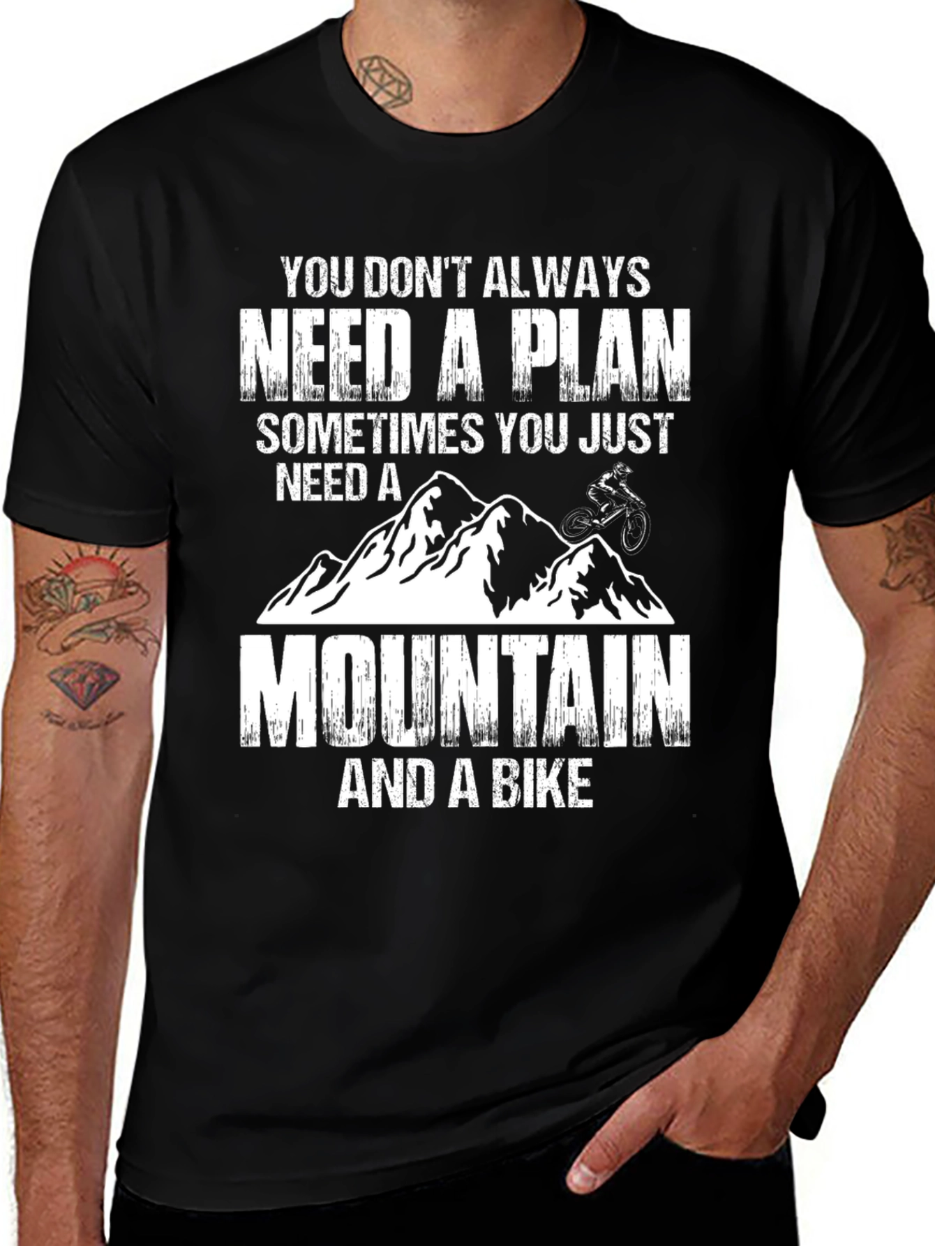 Variant 24 of Mountain Bike Adventure T-Shirt - No Plan Needed!