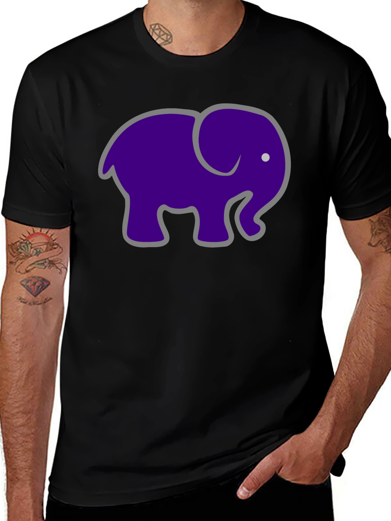 Variant 30 of Elephant Graphic T-Shirt - Black Cotton Tee