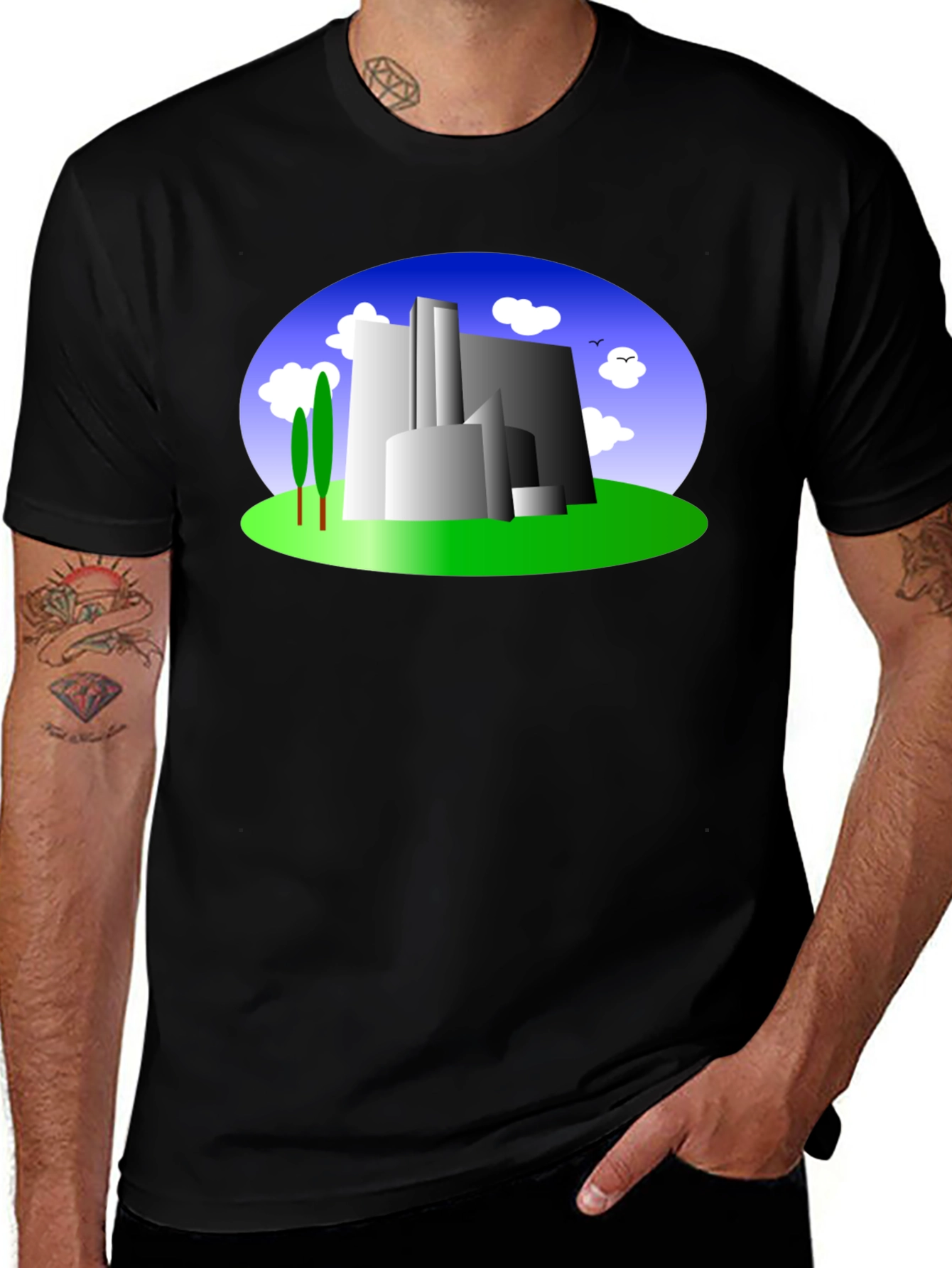 Variant 8 of Abstract Building Graphic Tee - Modern Cityscape Shirt