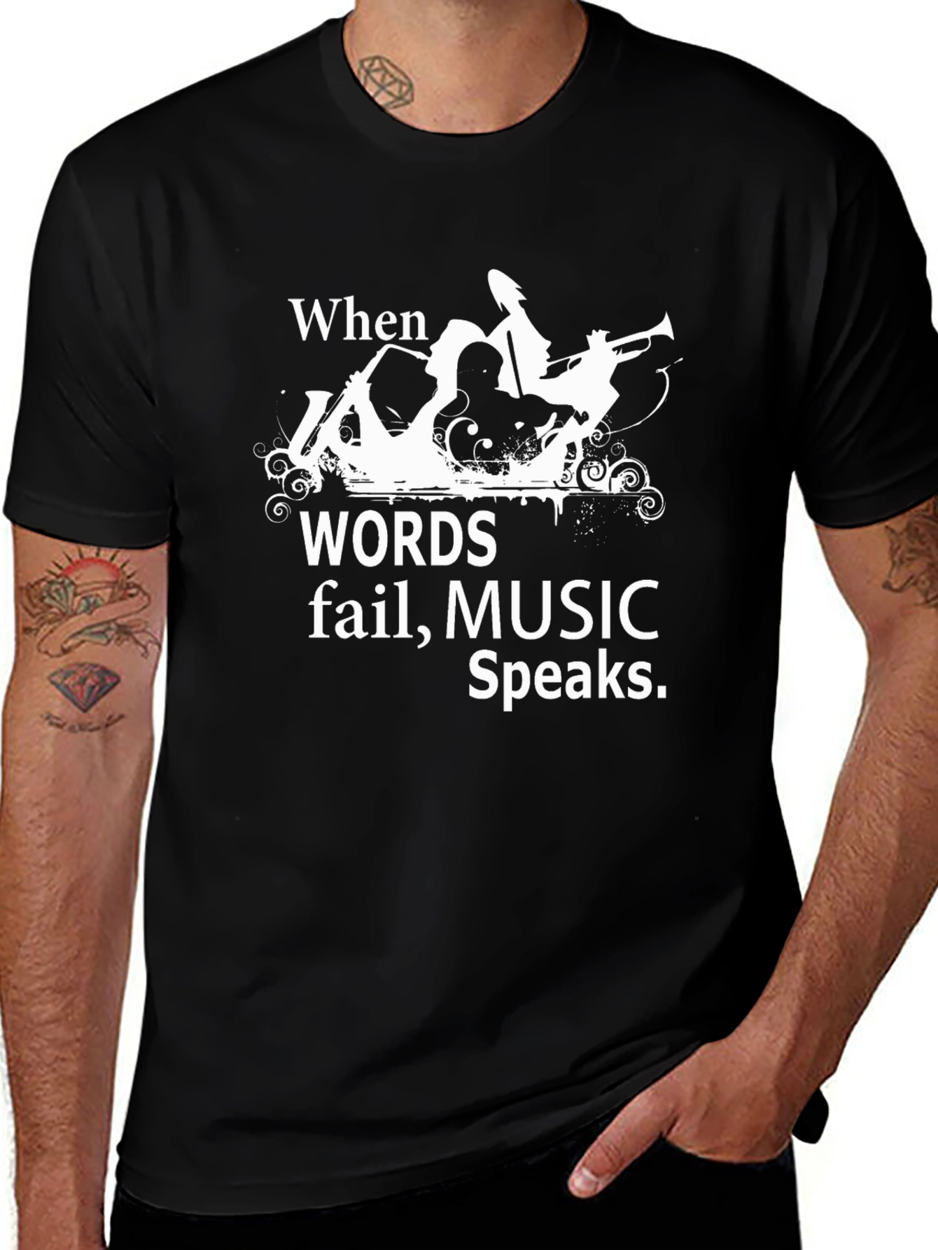 Variant 26 of When Words Fail Music Speaks Graphic Tee