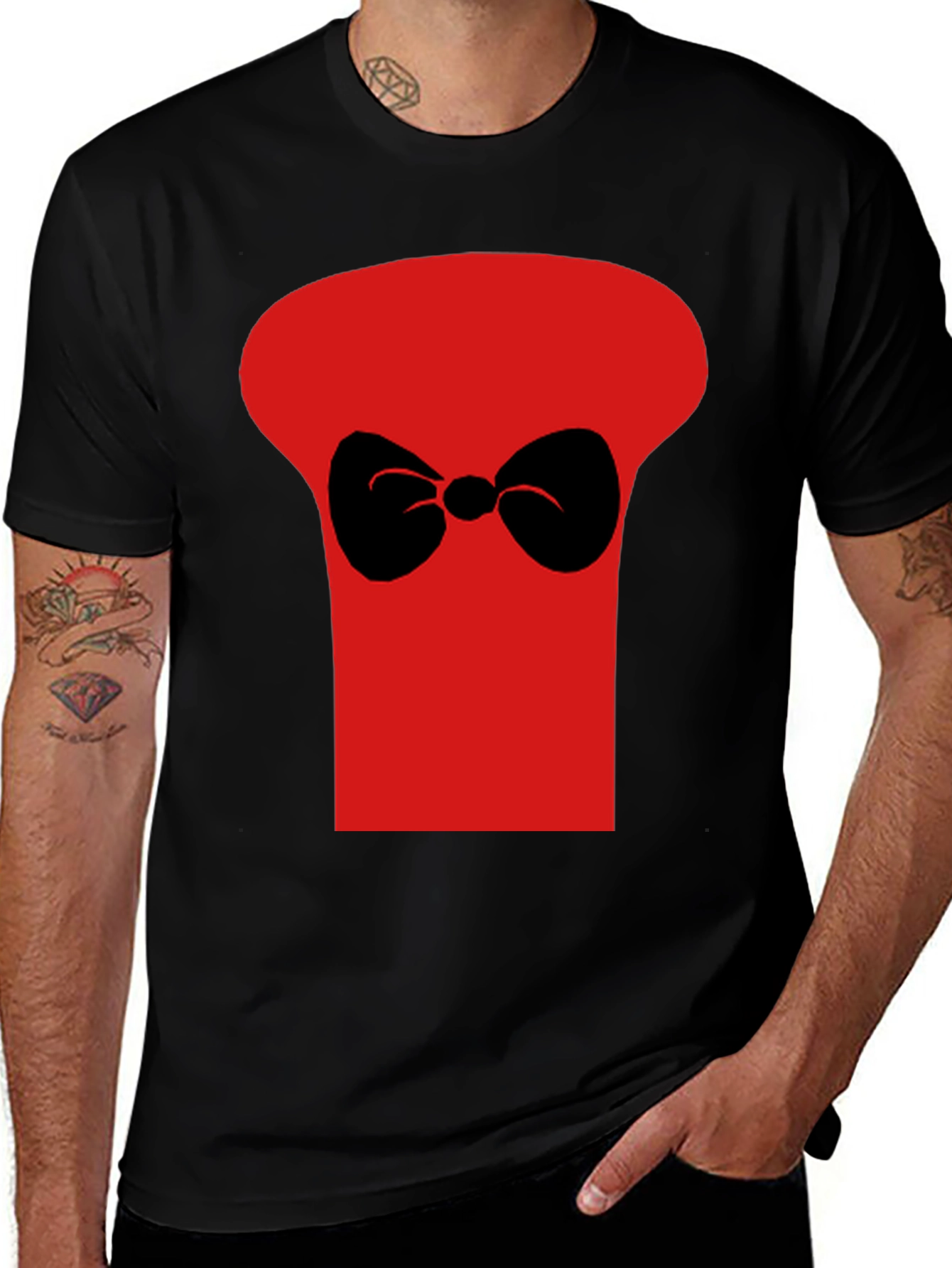 Variant 25 of Red Hat Bow Tie Black Graphic Tee