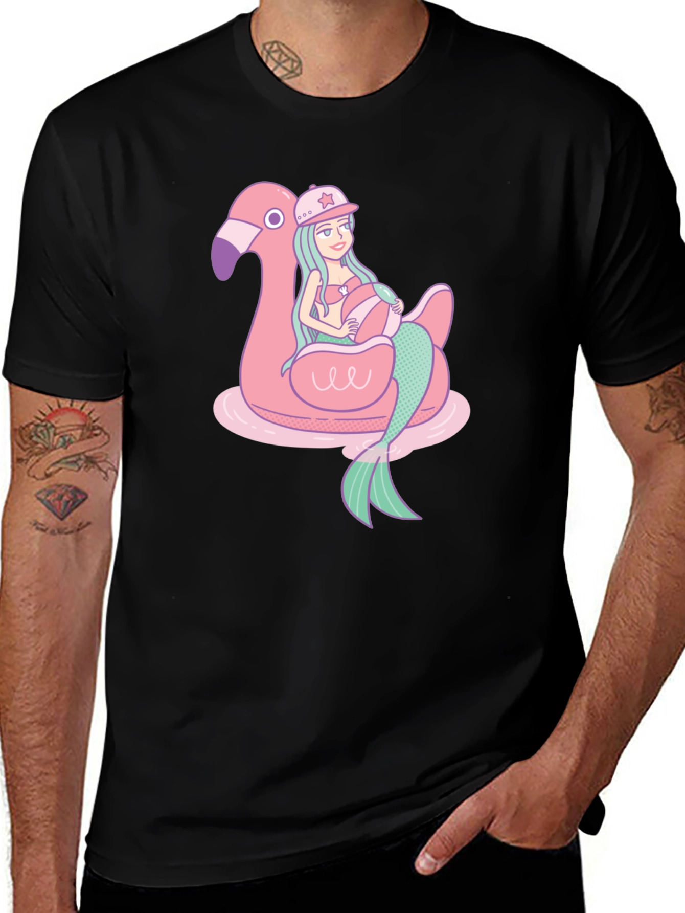 Mermaid Flamingo Pool Float T-Shirt