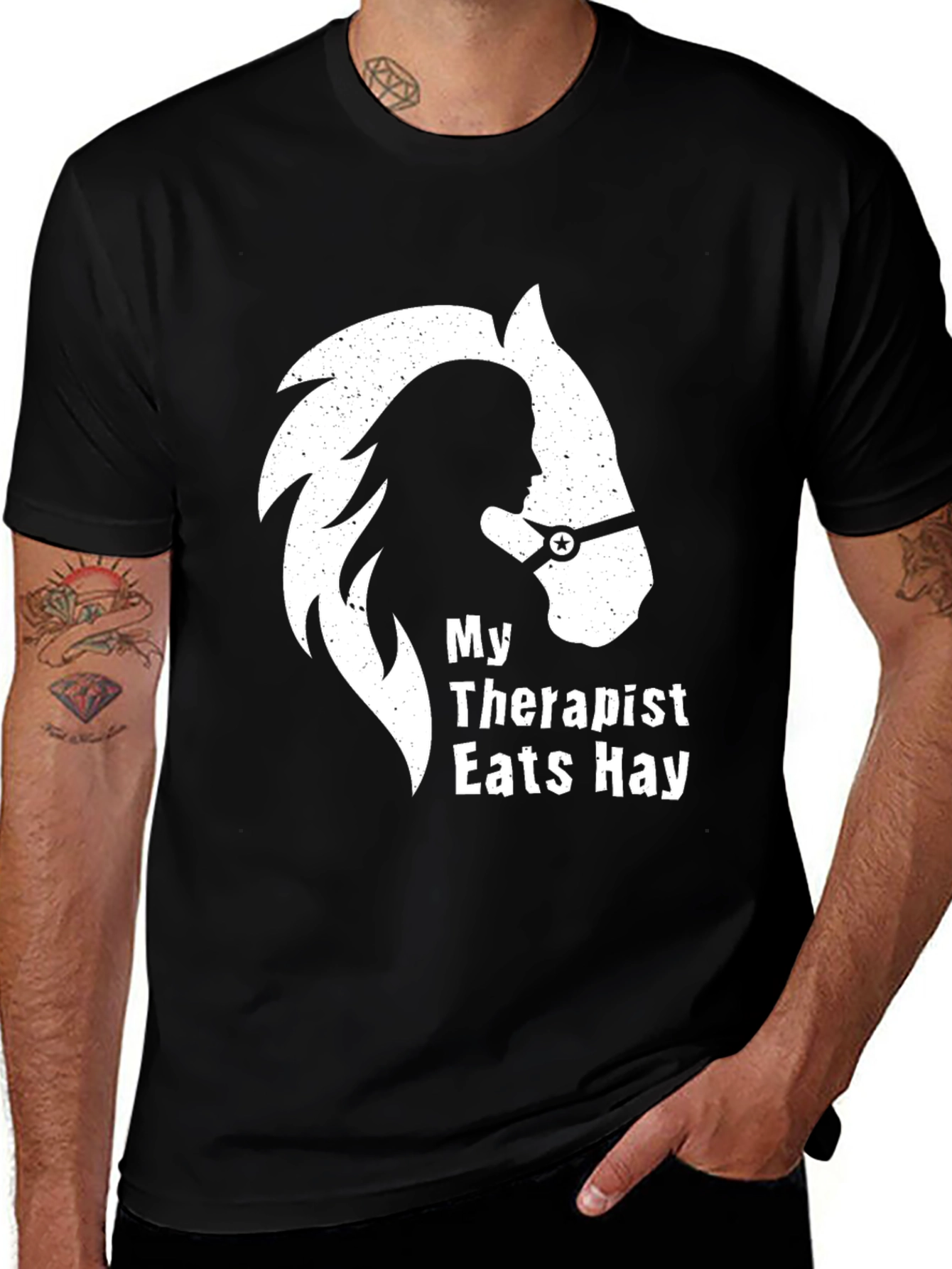 My Therapist Eats Hay Black Graphic Tee