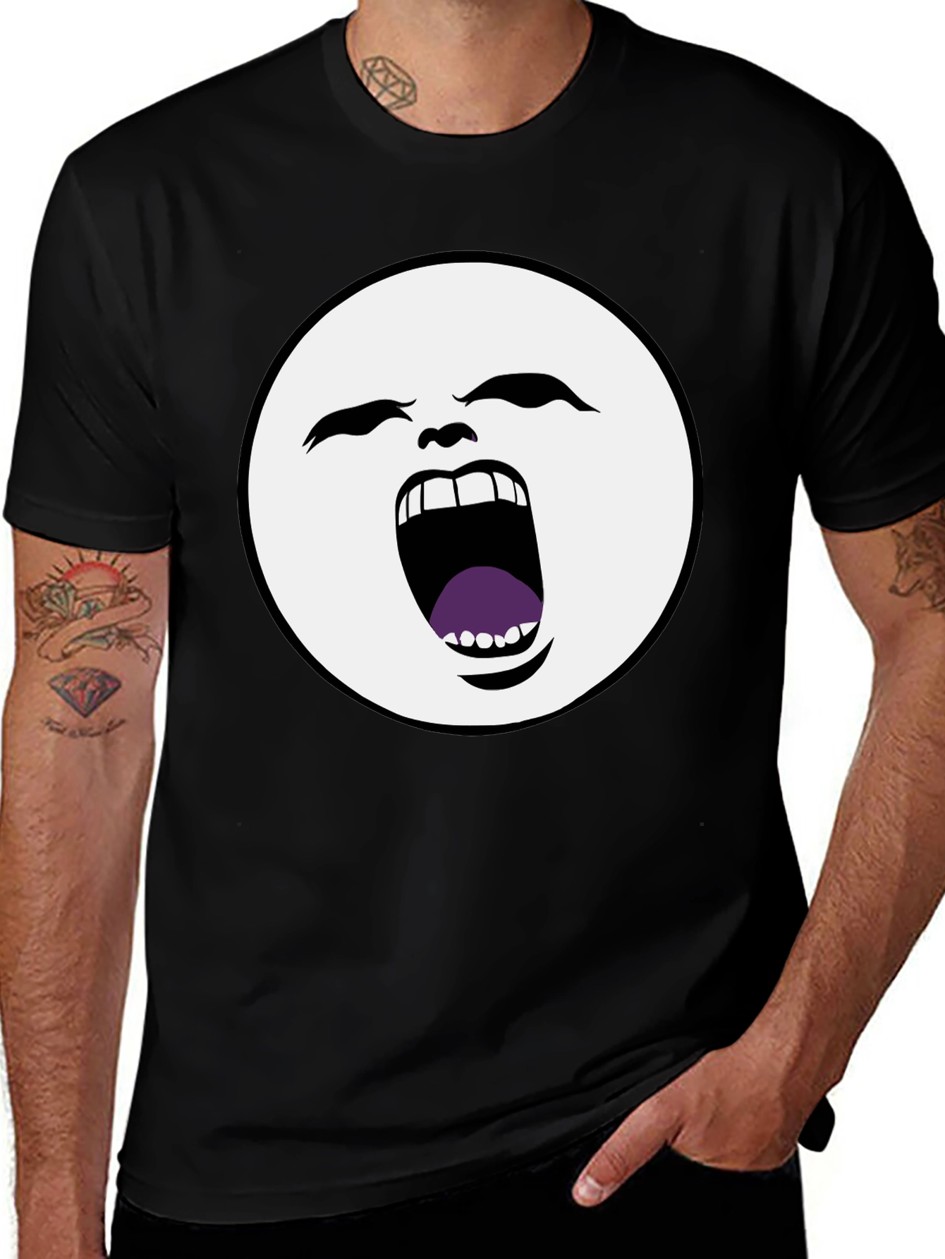 Screaming Face Graphic Tee - Black
