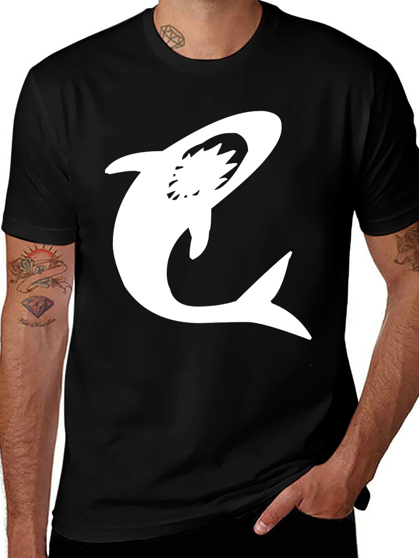 Variant 25 of Shark Graphic Black Tee