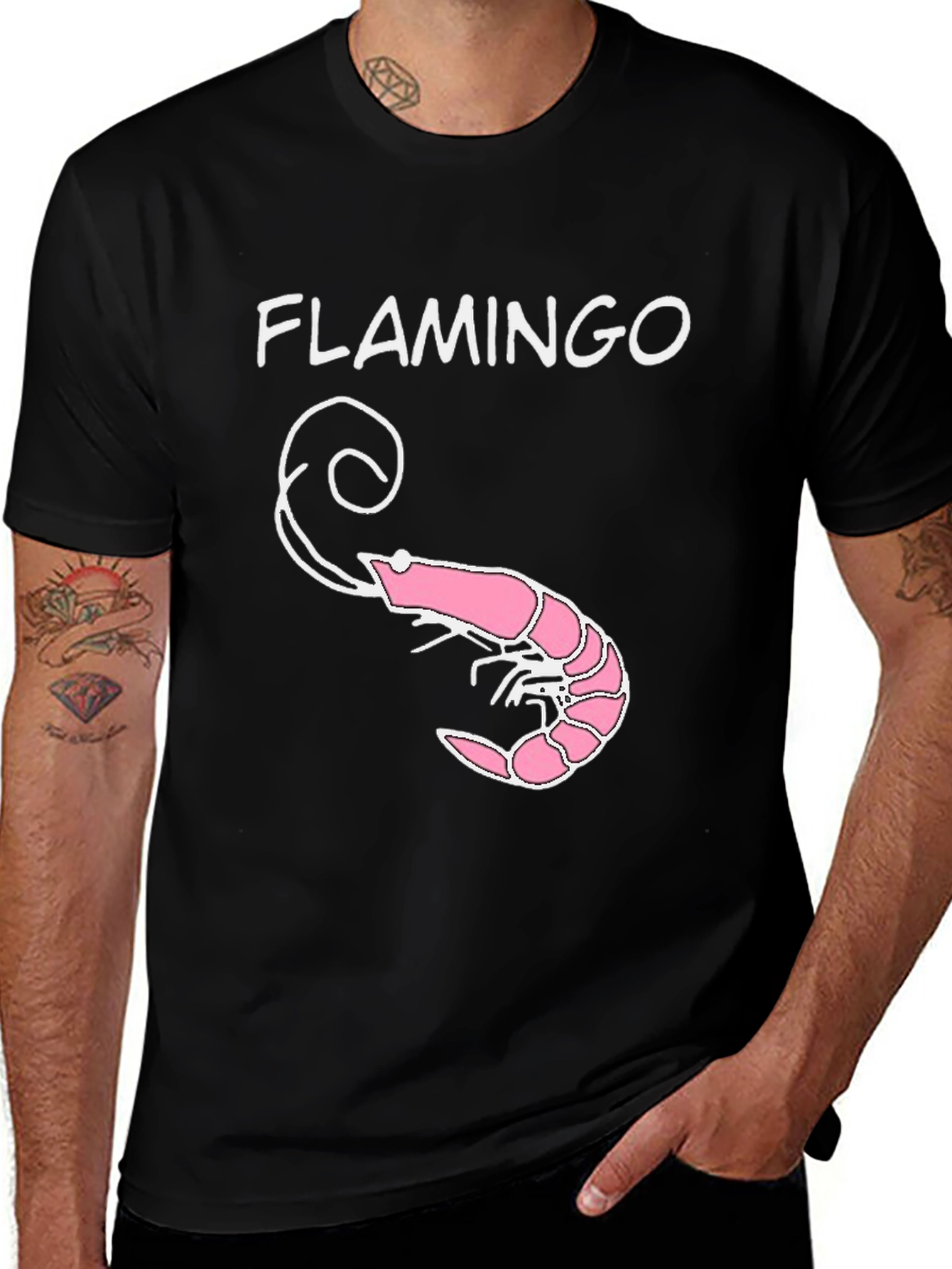 Variant 30 of Flamingo Shrimp Graphic T-Shirt - Black
