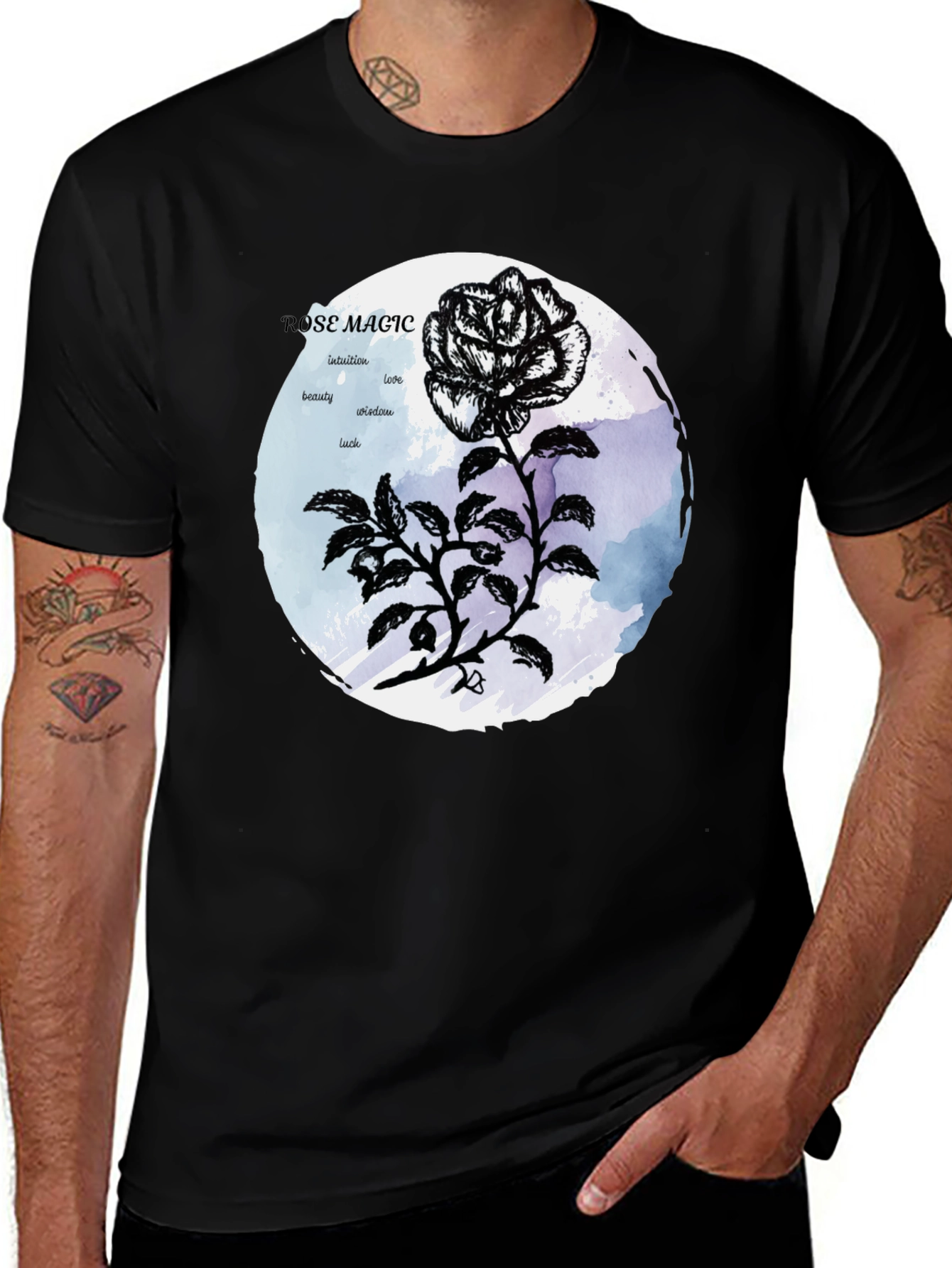 Variant 26 of Rose Magic Graphic T-Shirt - Unisex Black Tee
