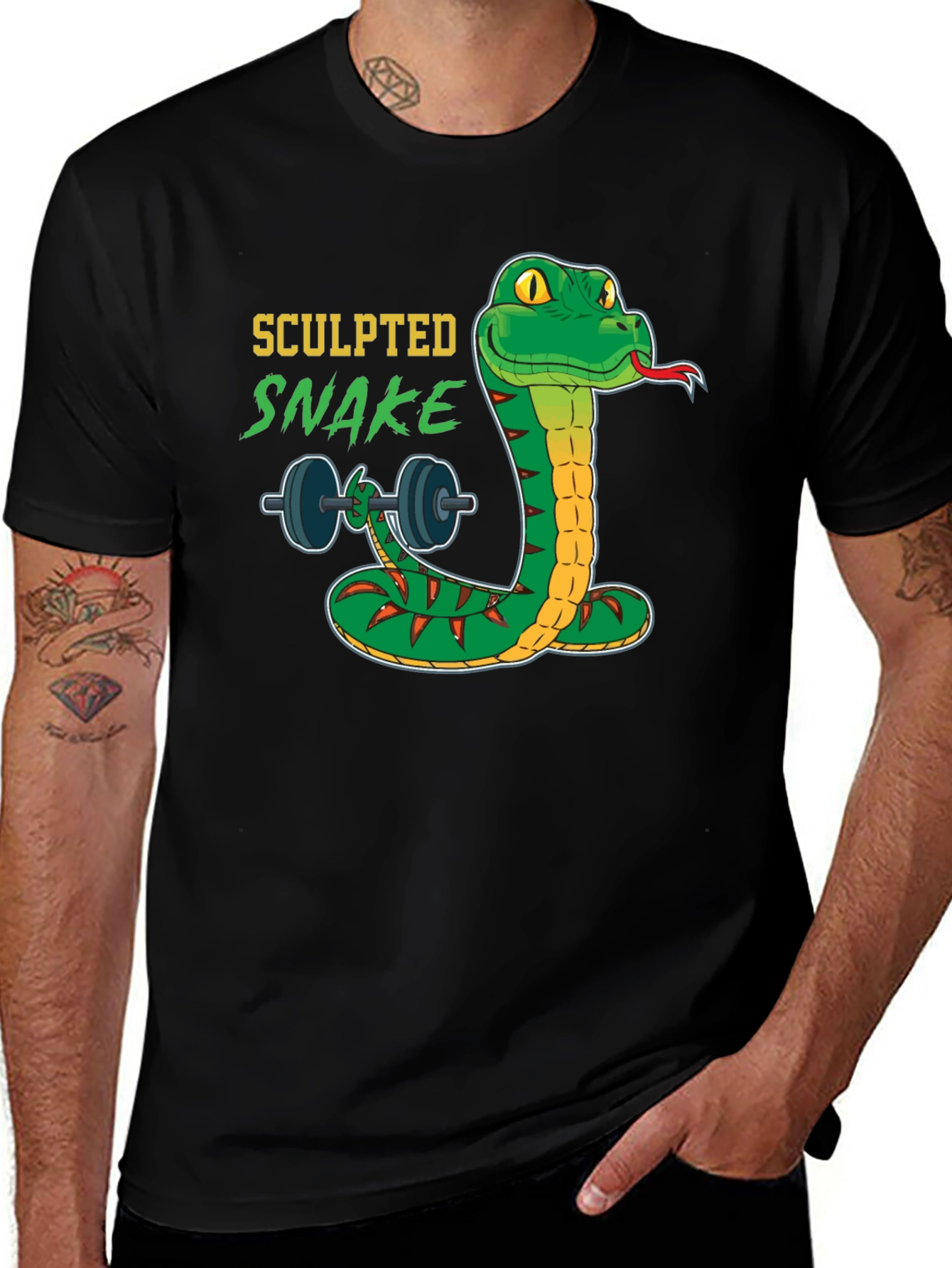 Variant 24 of Sculpted Snake Lifting Weights Graphic Tee