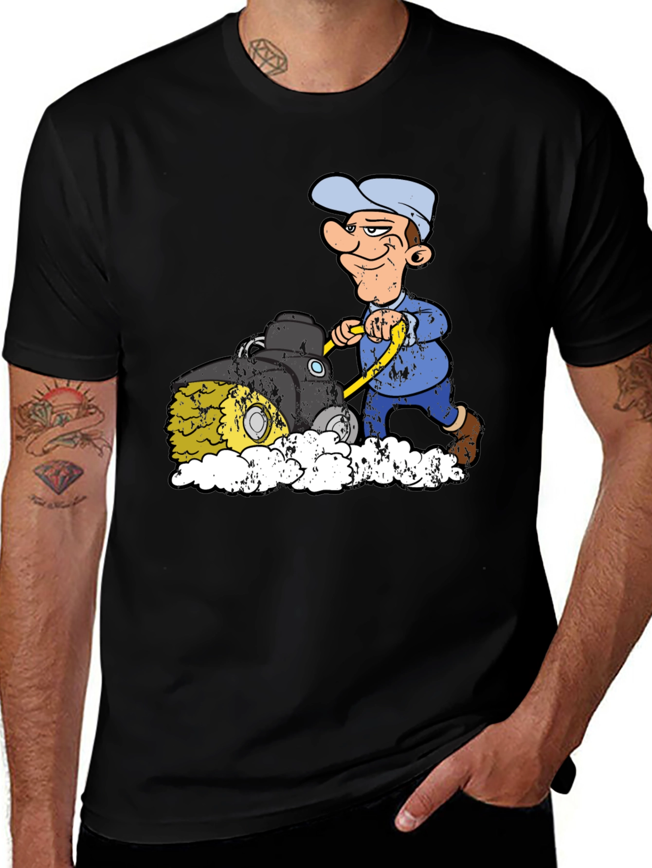 Variant 6 of Funny Lawn Mower Cartoon Graphic T-Shirt