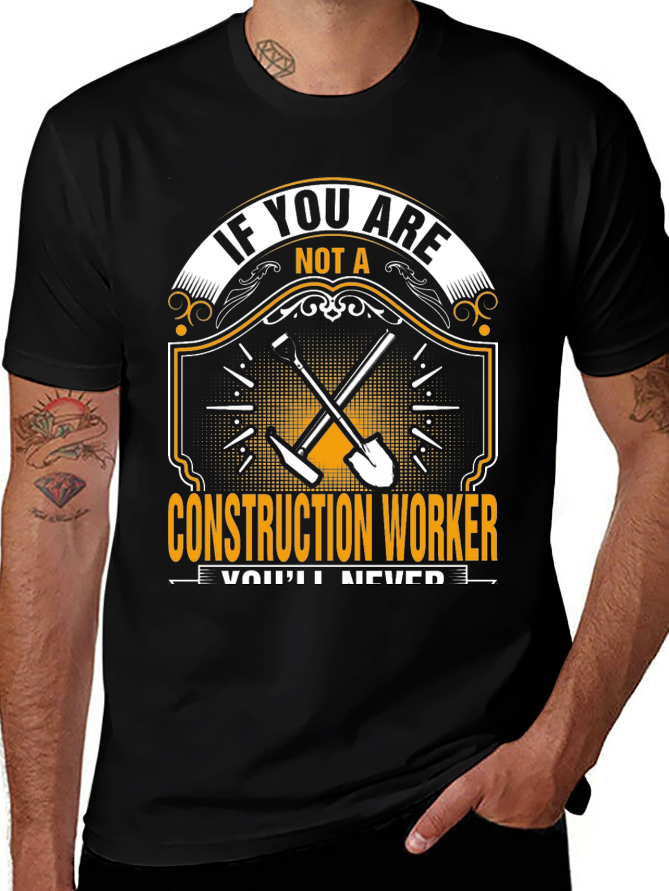 Variant 15 of Construction Worker Graphic Tee - Black