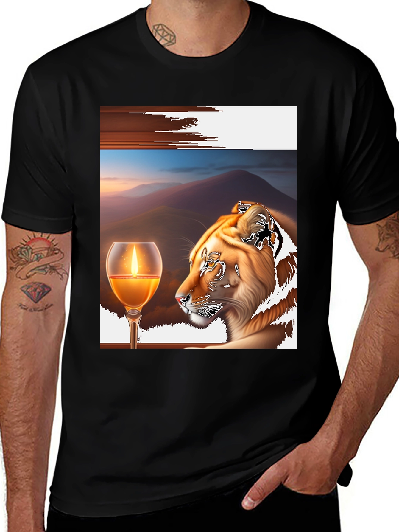 Variant 17 of Tiger, Candle, Sunset T-Shirt
