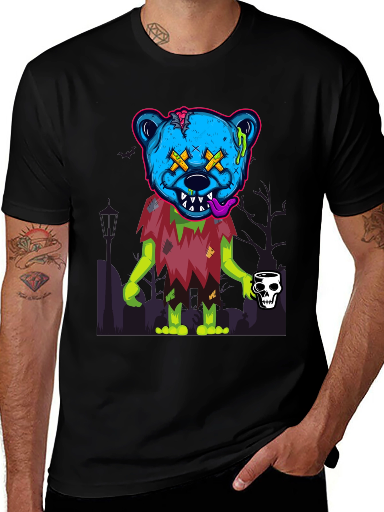 Zombie Bear Graphic Tee - Spooky & Stylish
