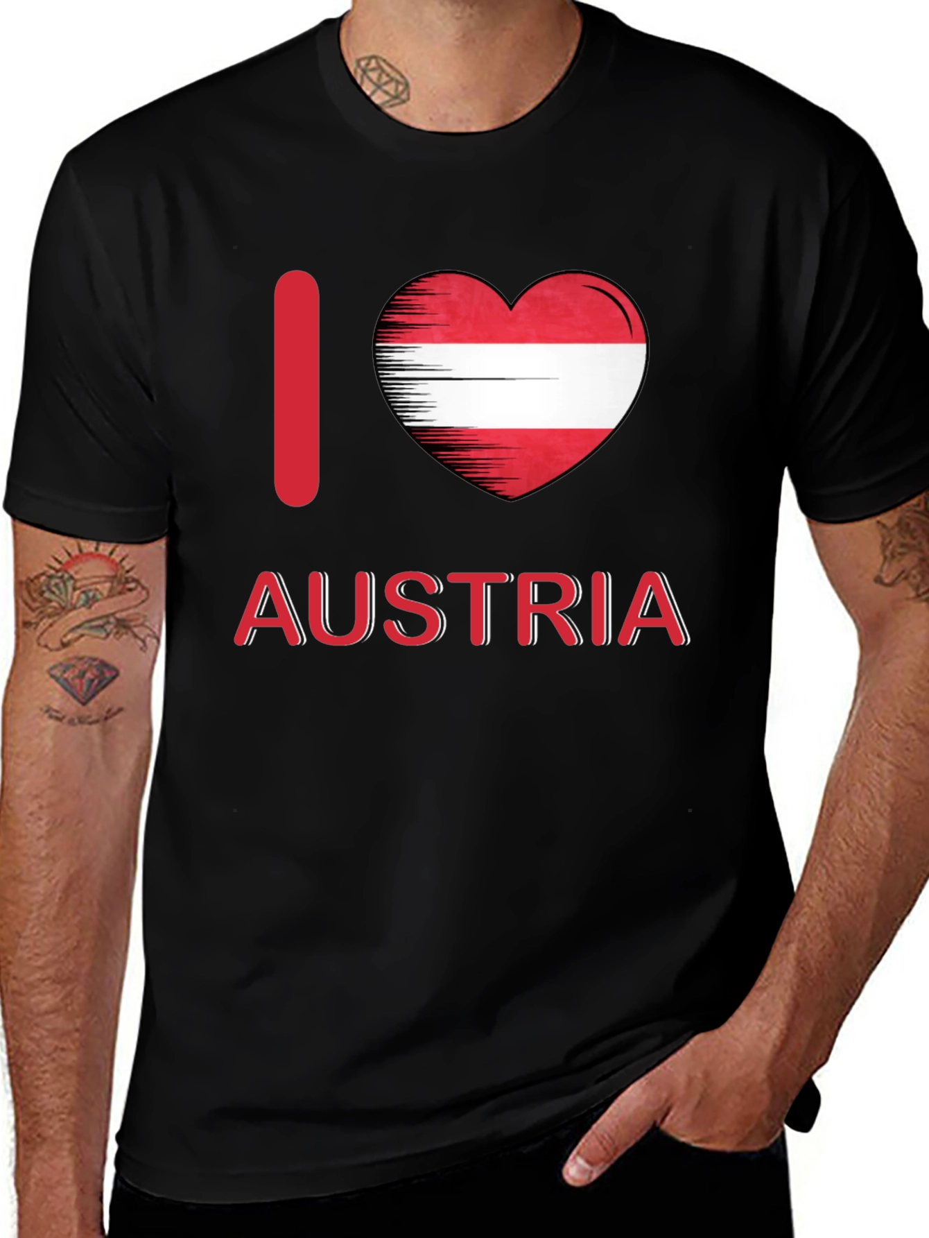 I Love Austria T-Shirt - Austrian Flag Heart Tee