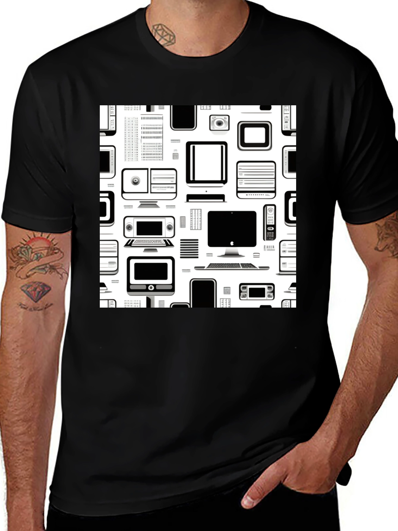 Tech Pattern Black T-Shirt