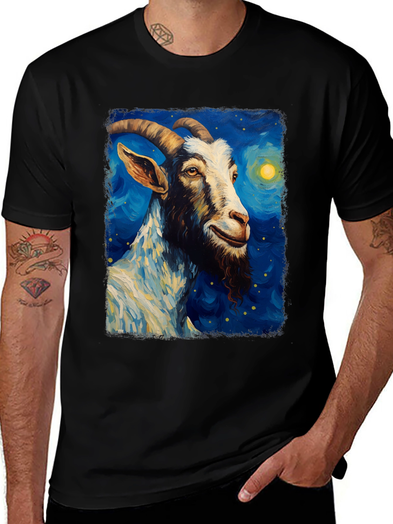 Variant 13 of Goat Starry Night Style Graphic Tee