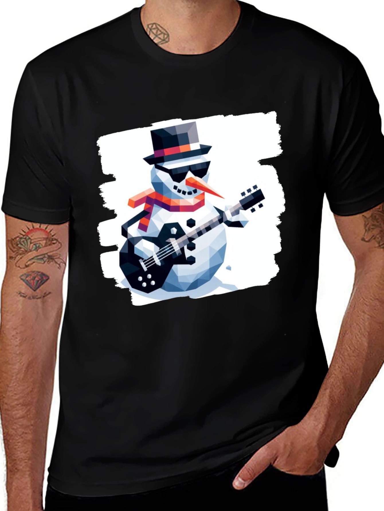 Variant 13 of Snowman Guitarist Graphic Tee - Cool Winter Style