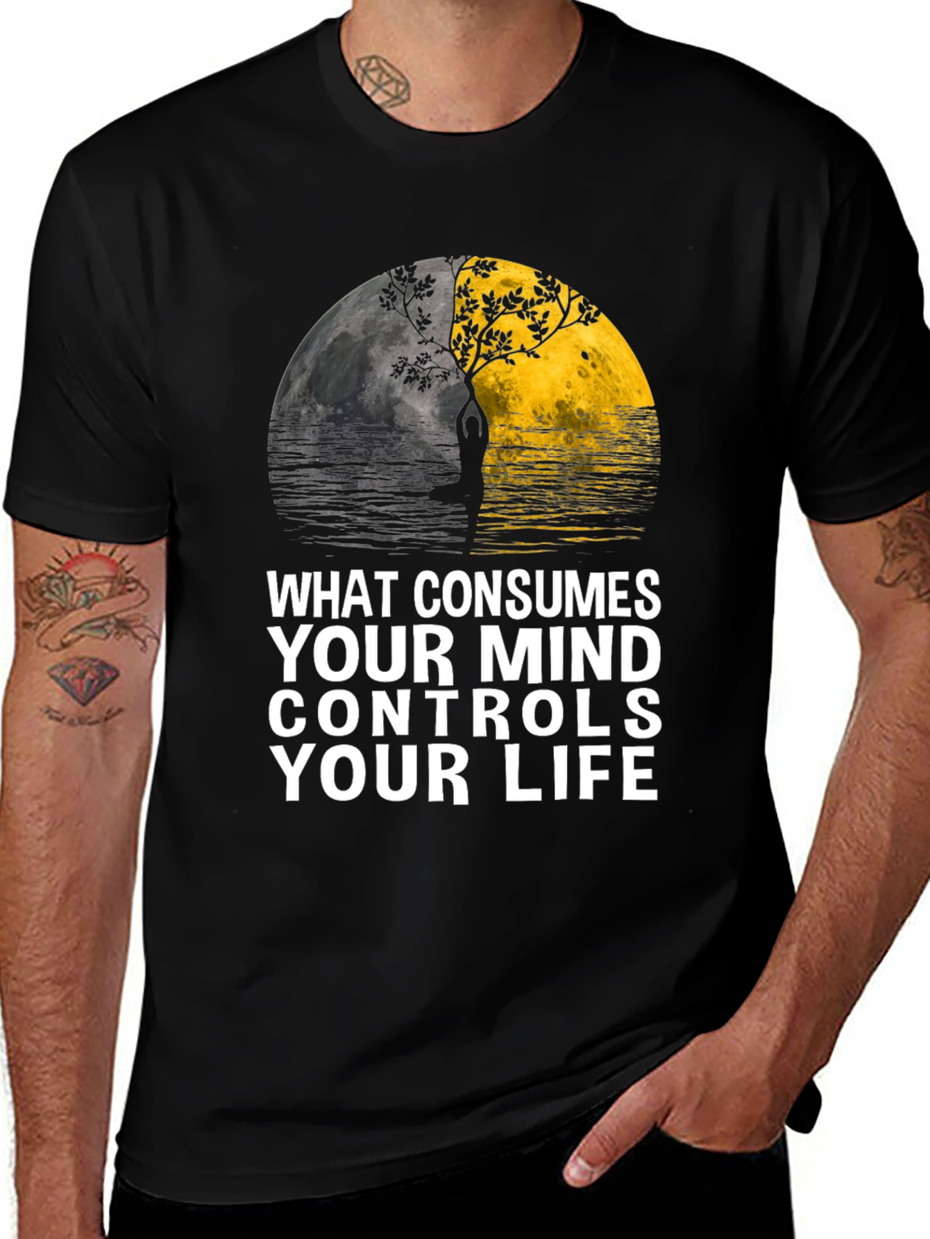 Variant 4 of Mindful Living T-Shirt: What Consumes Your Mind
