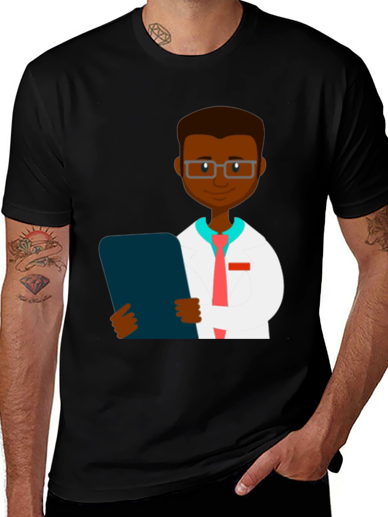 Variant 27 of Cartoon Doctor Black T-Shirt