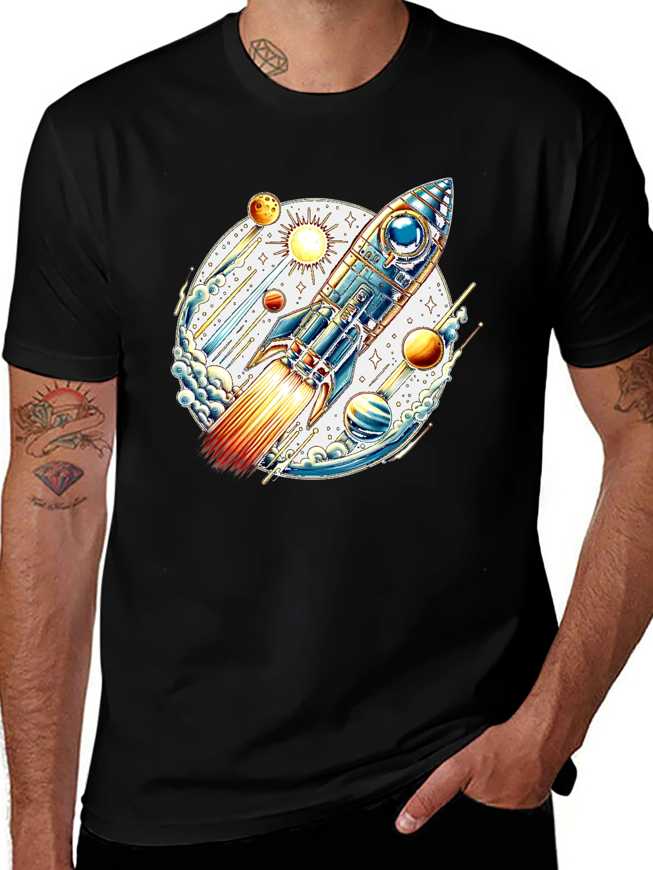 Space Rocket Graphic Tee - Blast Off in Style!