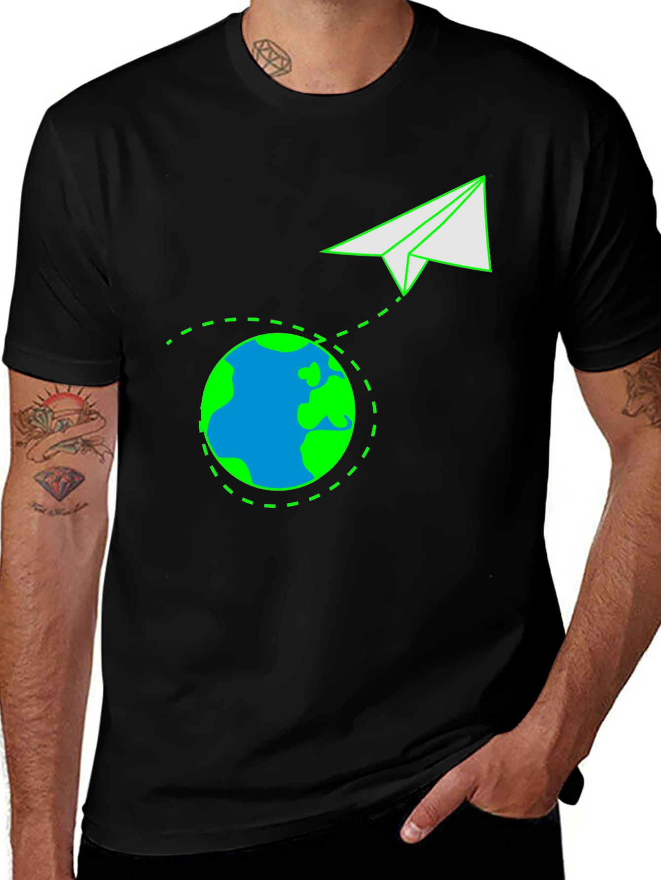 Variant 8 of Around the World Paper Airplane T-Shirt