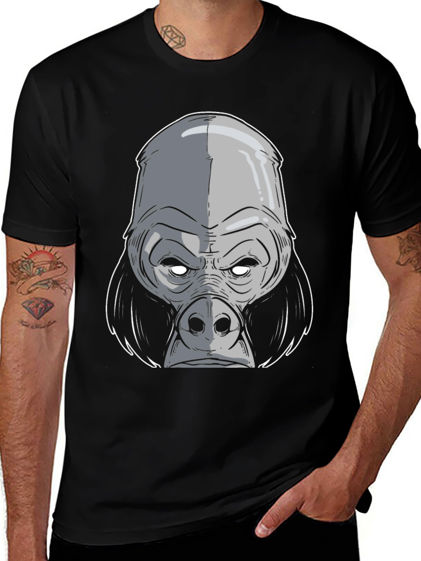 Variant 12 of Gorilla Graphic Print Black T-Shirt